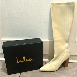 Lulu's Ivory Heeled Boots